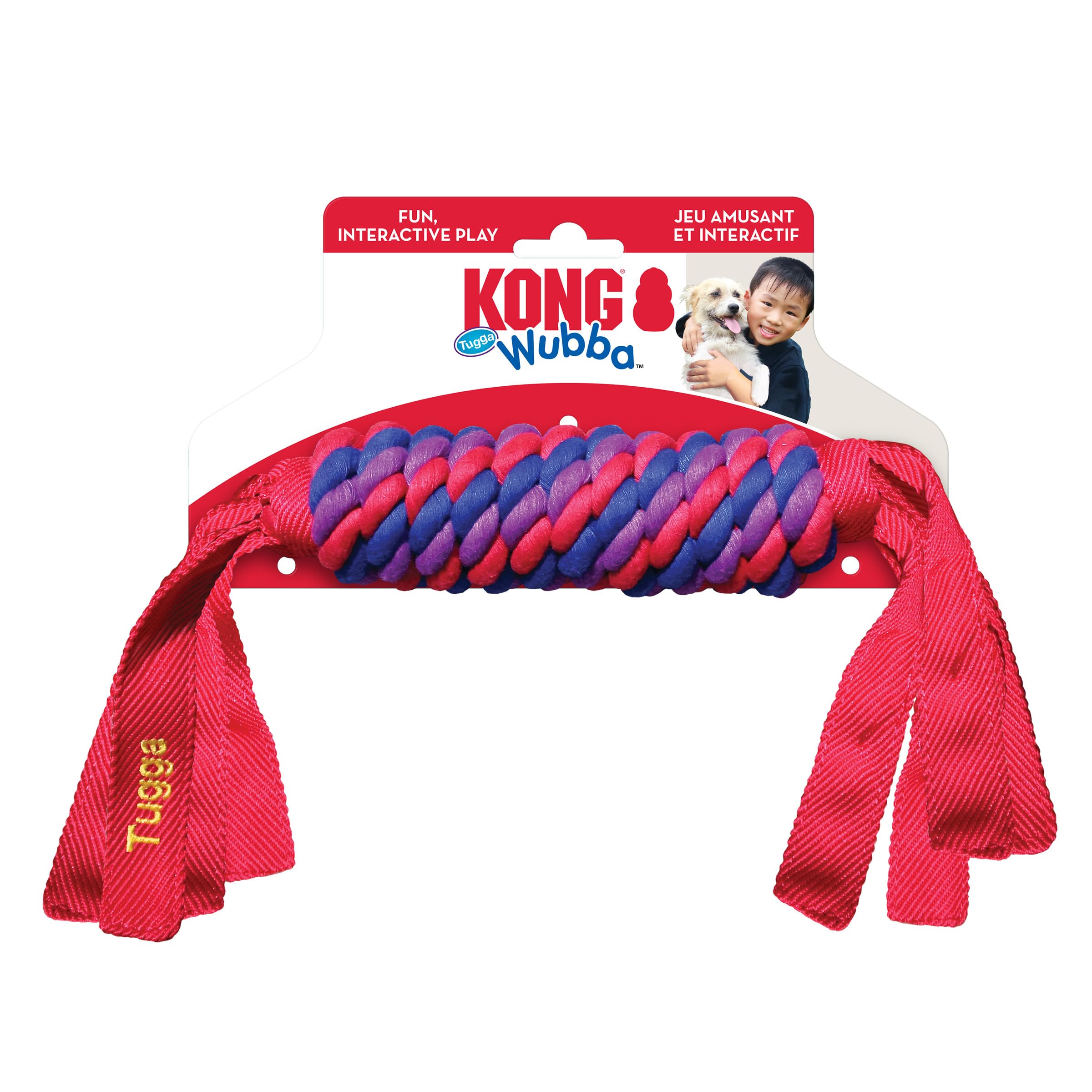 KONG Tugga Wubba toy in black and gray tones for visibility and style.