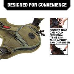 KONG waste bag harness front D-ring shows versatile leashing options