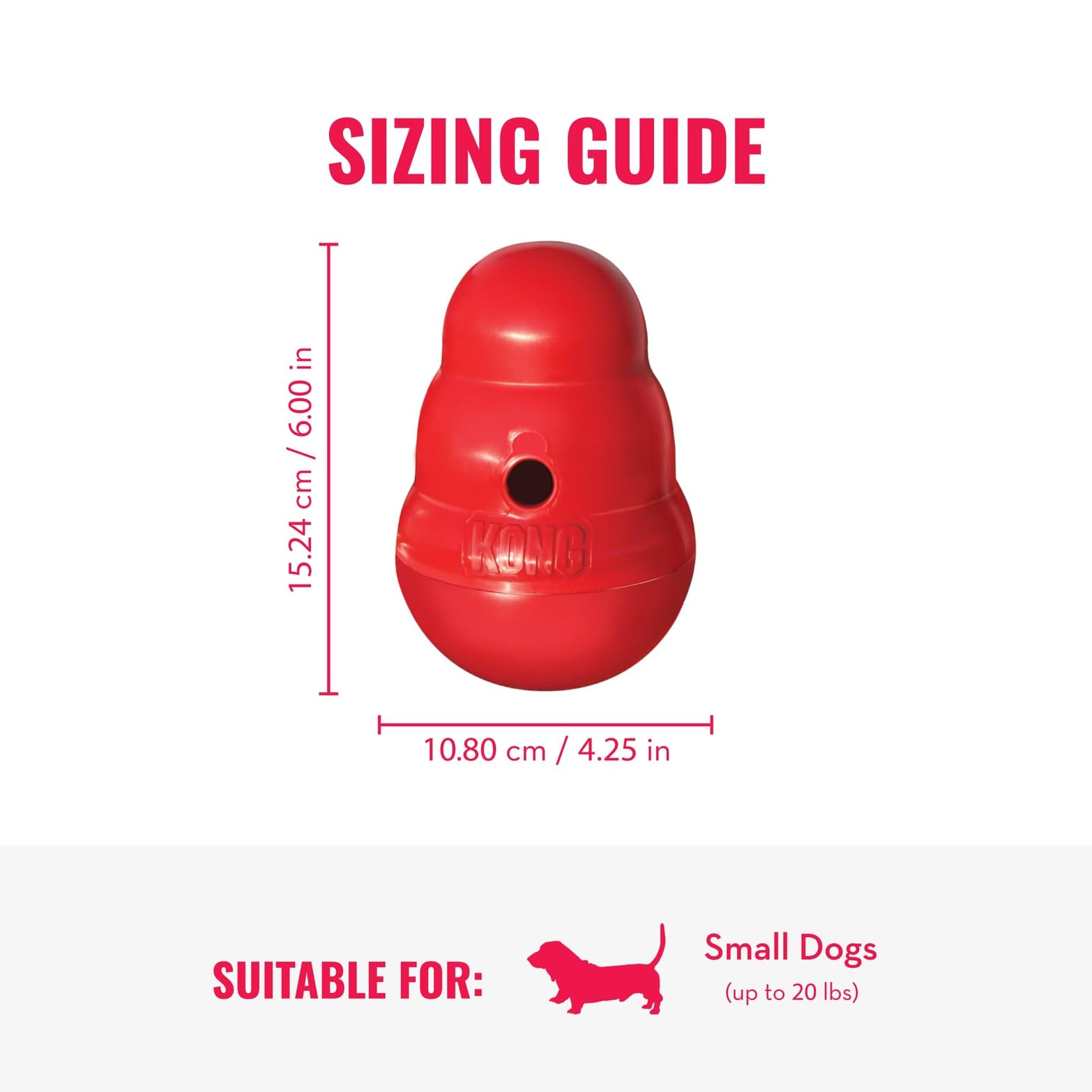 KONG Wobbler dishwasher-safe for quick, simple cleaning after playtime.
