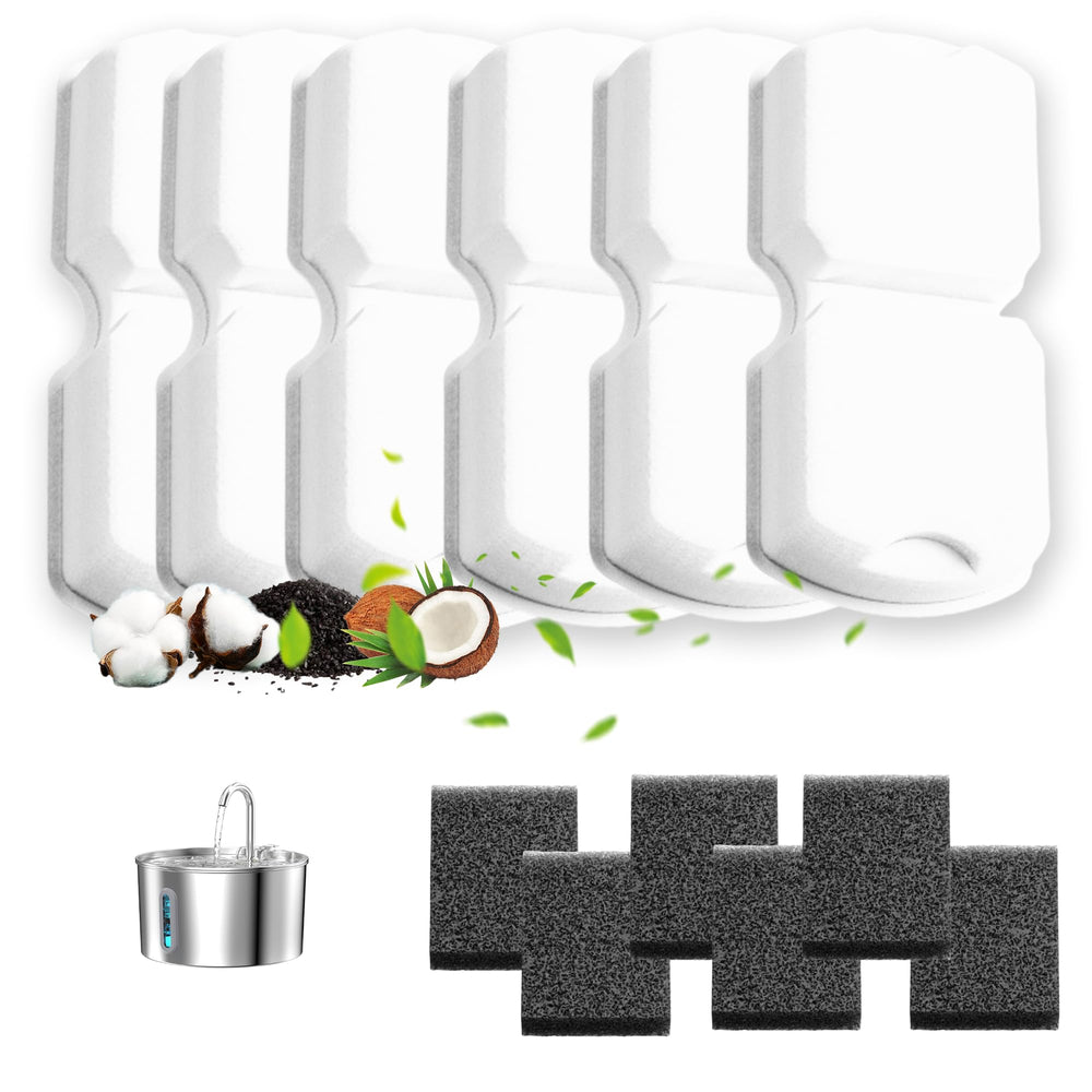 KOOGMOON cat fountain filter with activated carbon removes odors and impurities