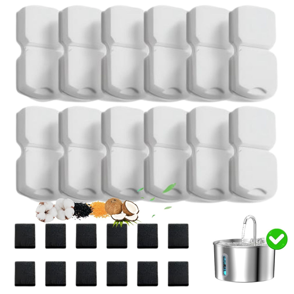 KOOGMOON cat fountain filters—twelve filters for continuous clean water