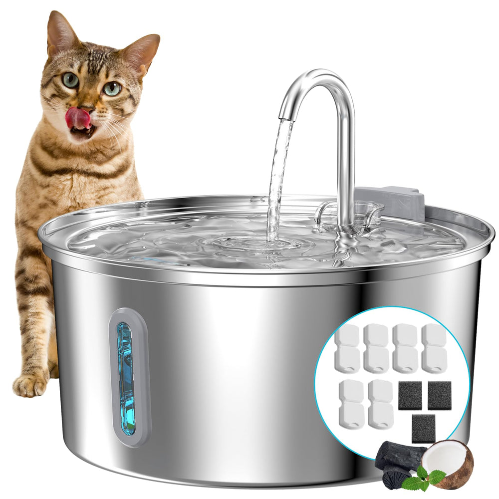 KOOGMOON cat water fountain shows 108oz capacity for steady hydration.