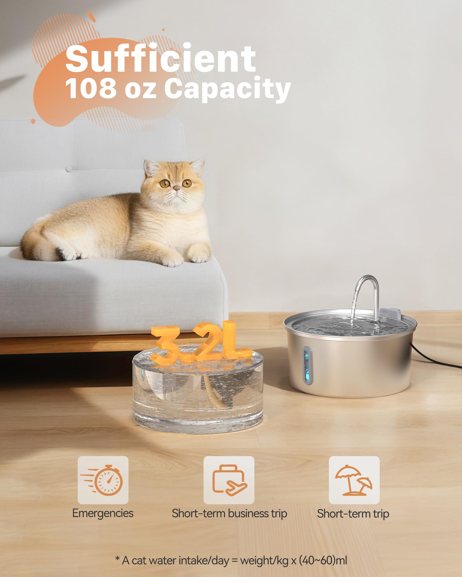 KOOGMOON stainless steel tank with water level window for easy monitoring.