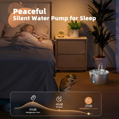 KOOGMOON ultra-quiet 5V pump won't disturb pets or household.