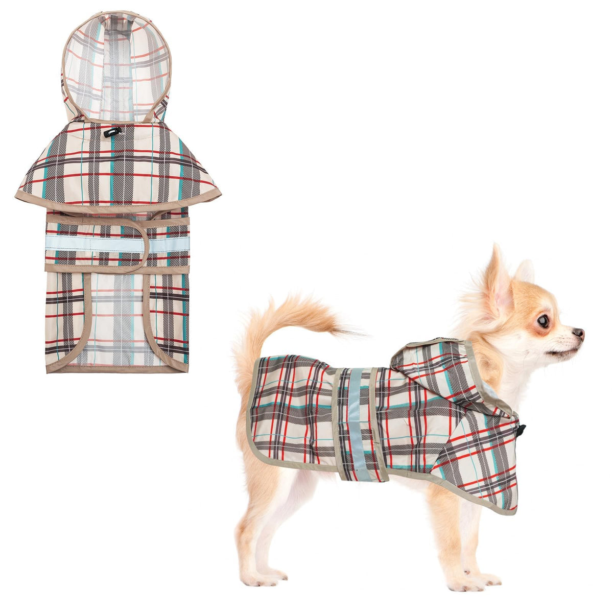 KOOLTAIL dog raincoat with hooded slicker for rainy walks and visibility