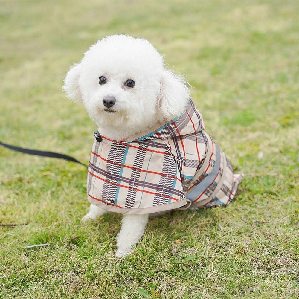 KOOLTAIL plaid pattern rainwear keeps dogs stylish on wet days