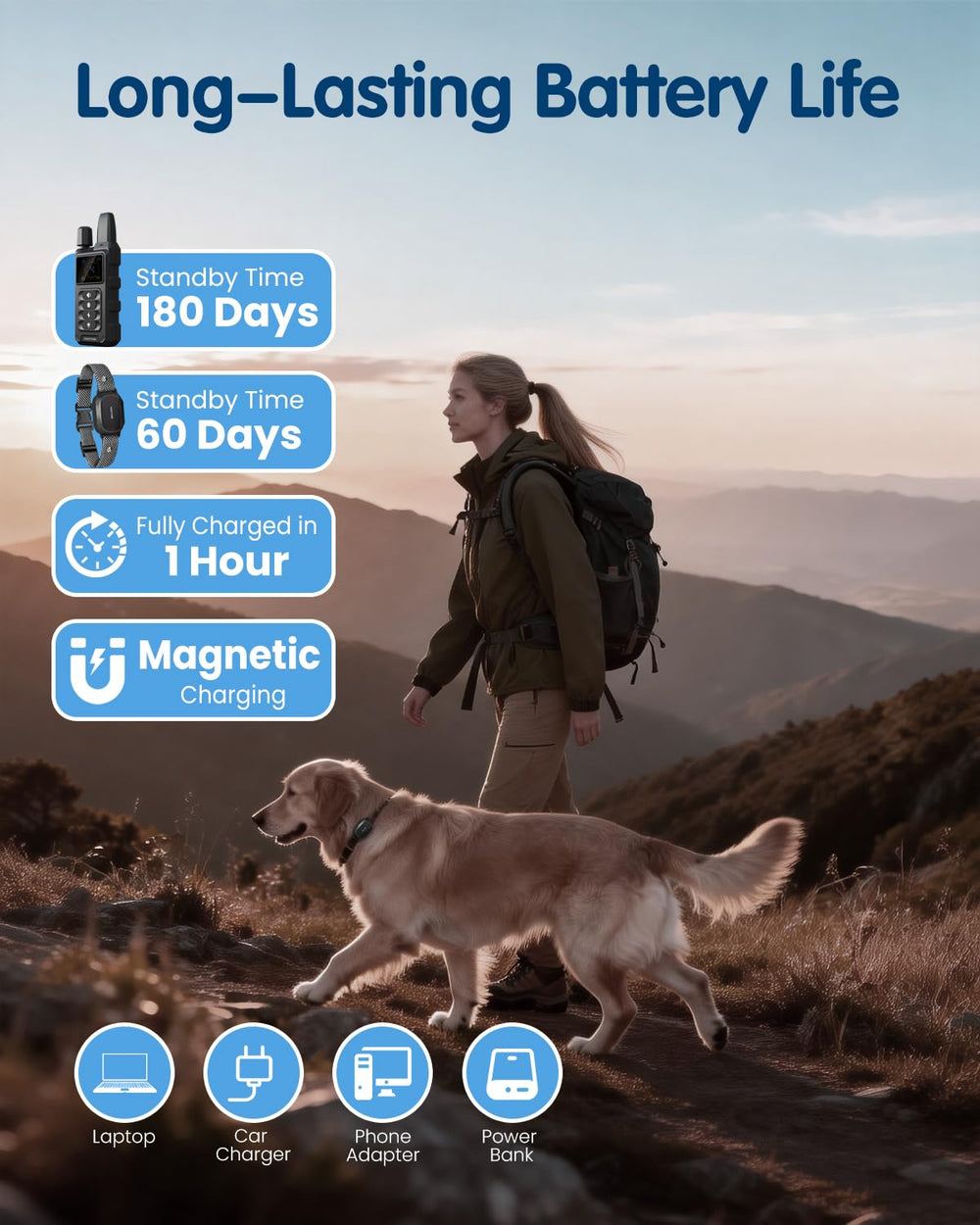 KOOTUMI training modes icons illustrating Beep, Vibration, Safe Shock, Night Light.