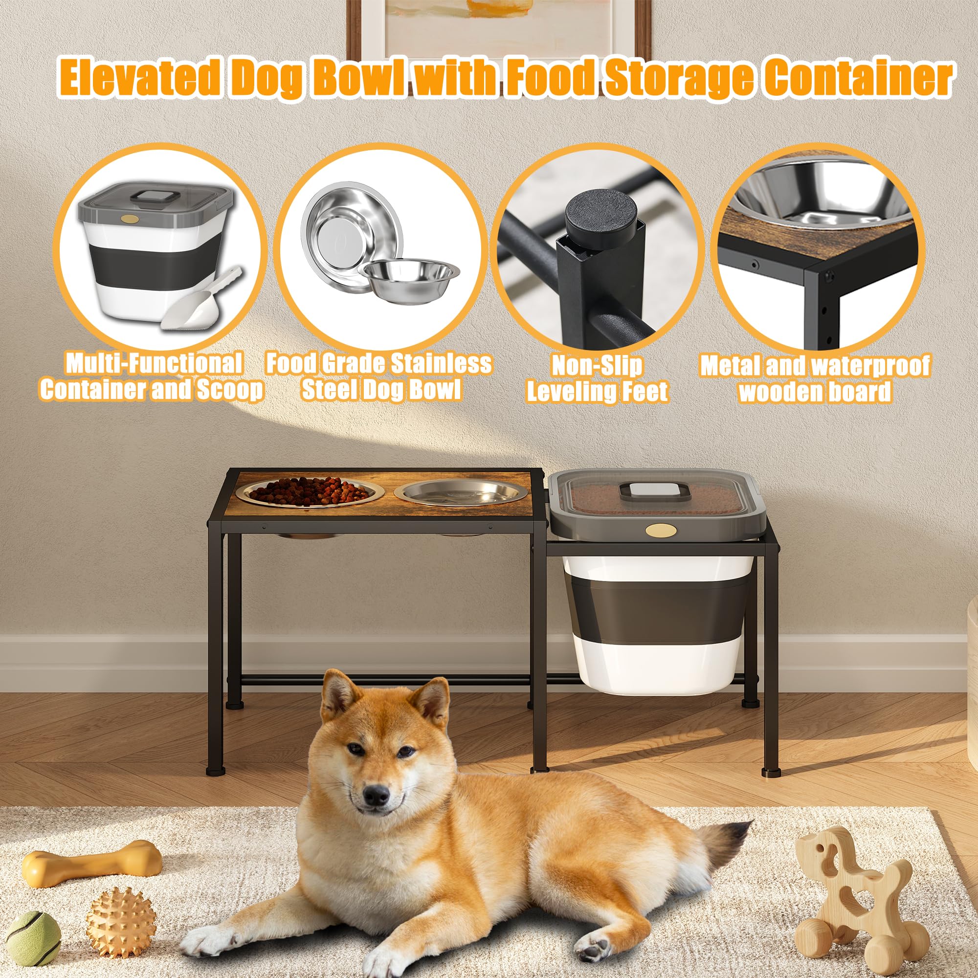 Koozuuyk organized feeding station reduces clutter around bowls.