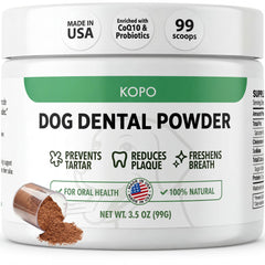 Kopo Dog Dental Powder beef liver flavor scoop supports easy daily dosing