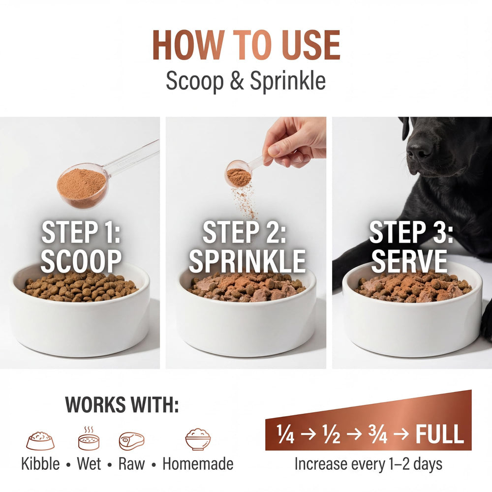 Kopo Dog Multivitamin Powder used with dogs at play for all life stages.