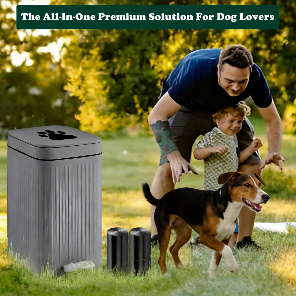 Kopuncare grey poop bin with soft-close lid for quiet operation.