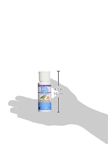 Kordon Oasis Vita Drops for Big Birds dosing guide shows water-based vitamin administration