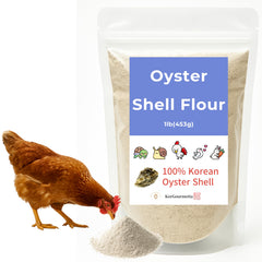 KorGourmetta oyster shell flour 4.4lb packaging for easy feed mixing.