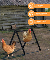 Koutemie three-bar roosting perch provides spacious perching area for flock.