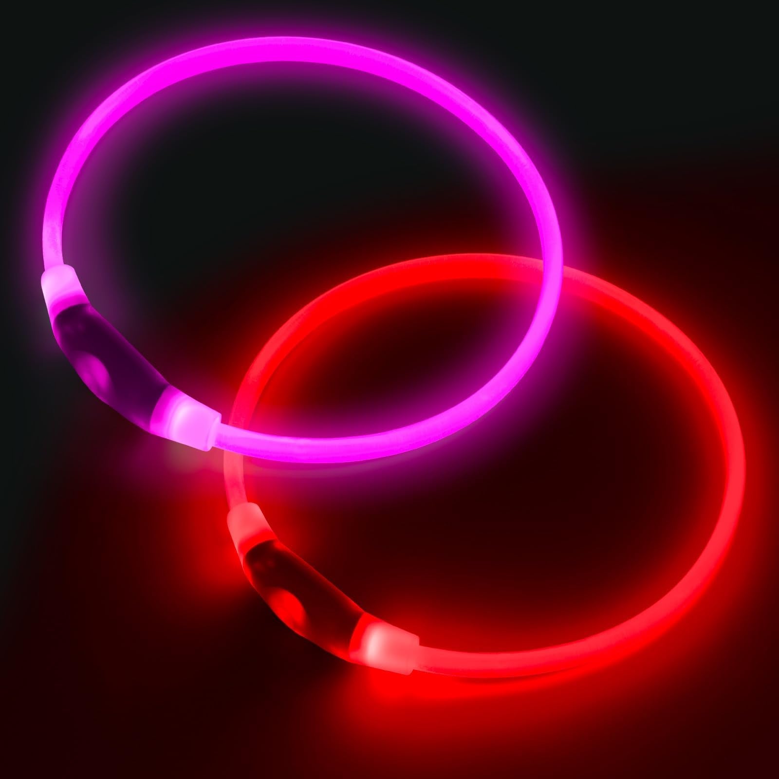 Kpuplol light-up dog collar in red for nighttime visibility during walks