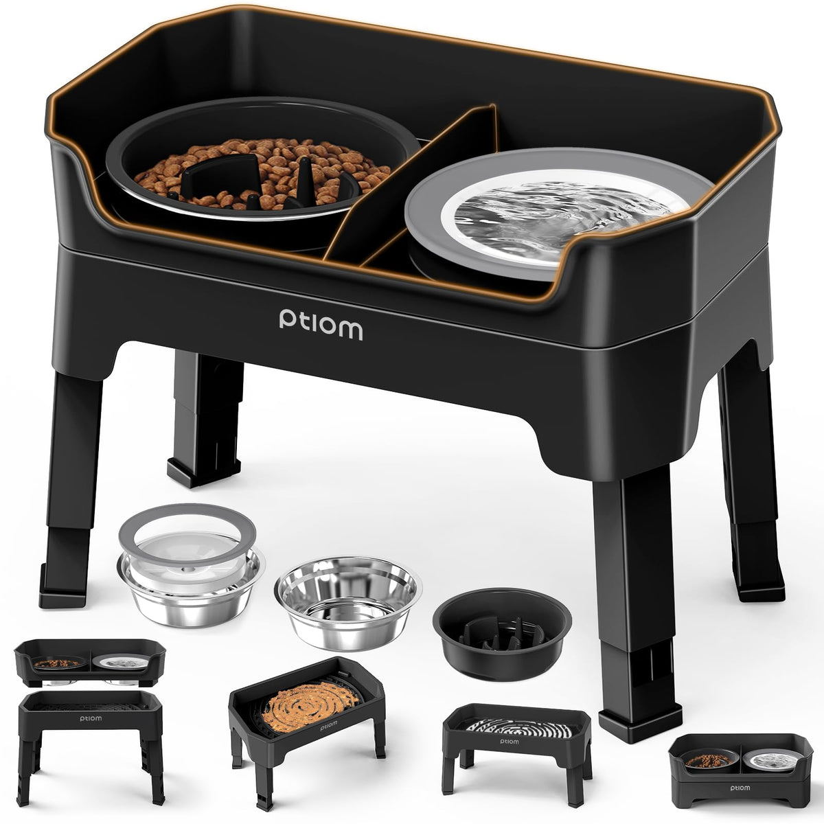 KPWACD 4-in-1 elevated bowls setup keeps feeding tidy and versatile for all pets.