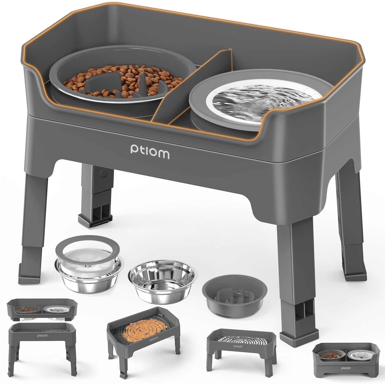 KPWACD 4-in-1 elevated dog bowls provide comfortable feeding height for dogs.