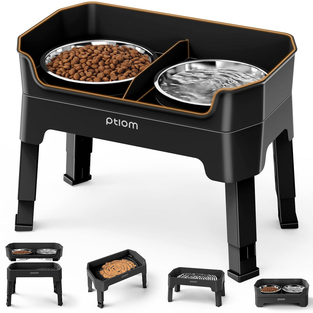KPWACD elevated dog bowl stand keeps meals tidy and organized.