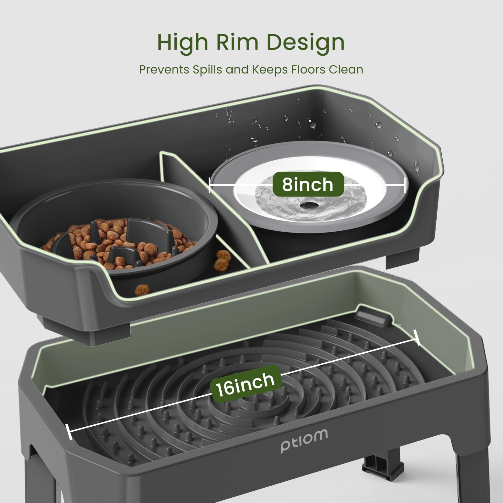 KPWACD liftable lick-plate adds slow-feeding versatility during meals.