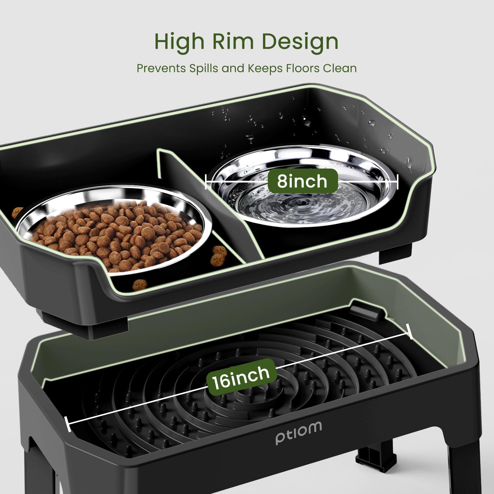 KPWACD mess-proof design minimizes spills around feeding area.