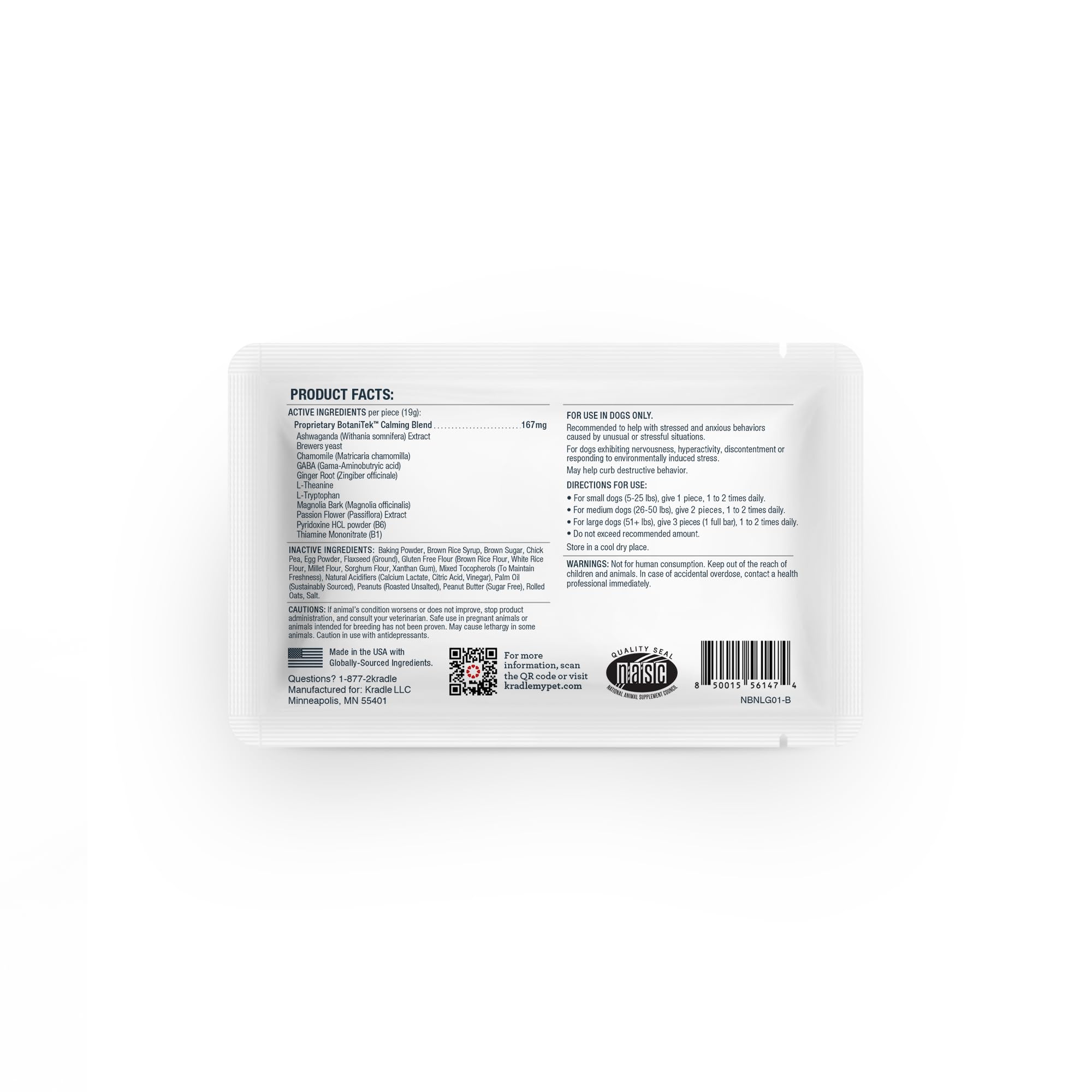 Kradle Bliss Bars ready-to-use treat to help a calm demeanor.