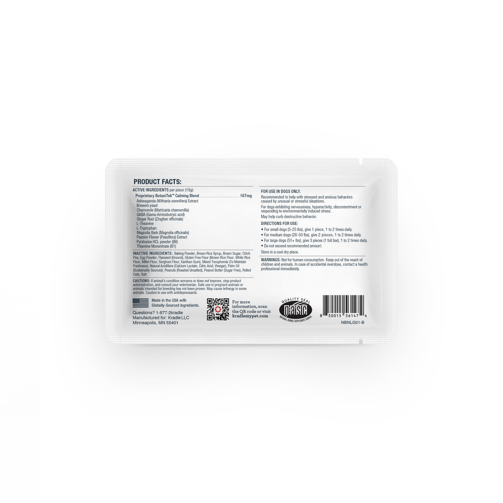 Kradle Bliss Bars ready-to-use treat to help a calm demeanor.