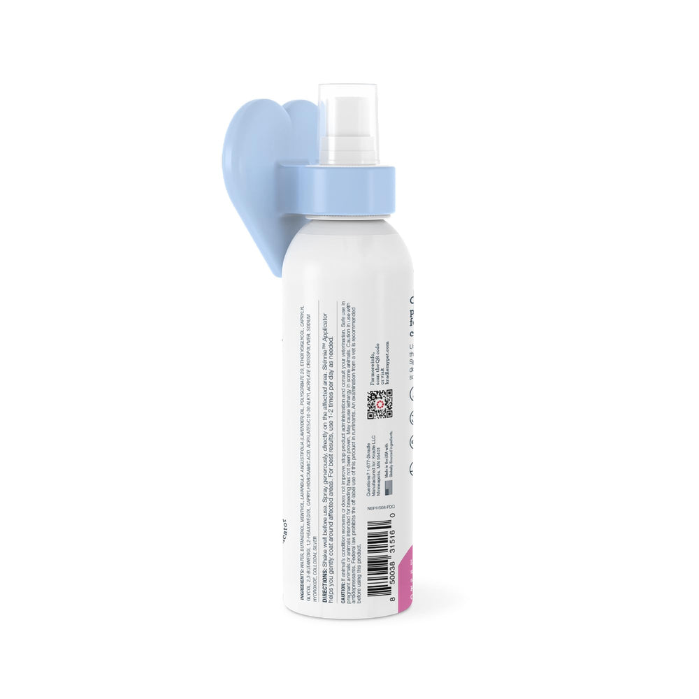 Kradle Skin Recovery Spray applicator demonstrating gentle application.