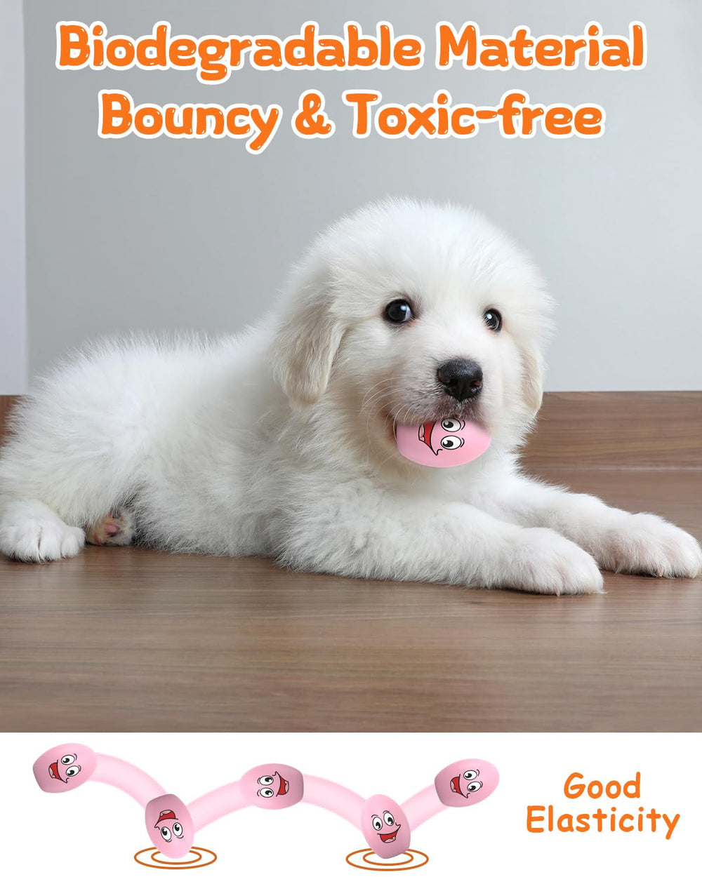 KrauzPet bouncy egg ball squeaks and rolls unpredictably for engaging play