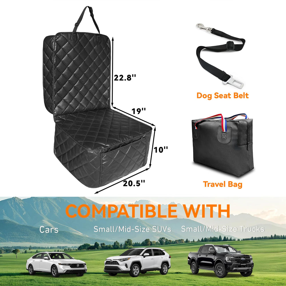 KritterKorner seat cover features a storage pocket for leashes and toys.