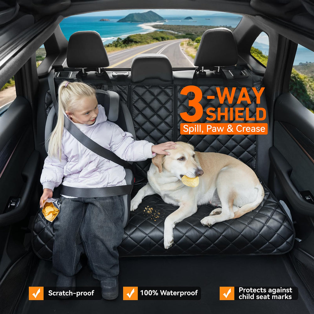 KritterKorner waterproof PU leather seat protector blocks spills from reaching upholstery.