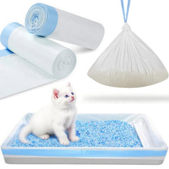 KropBom 34-pack litter box liners with drawstring for easy disposal.