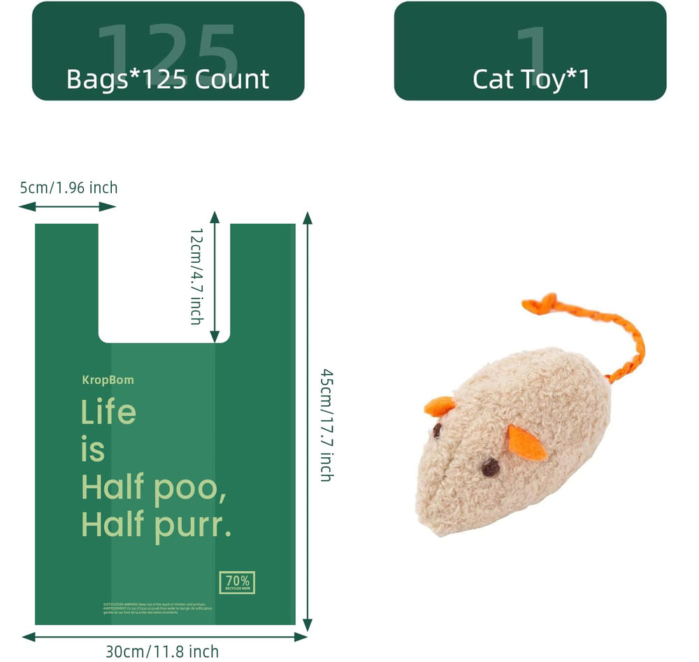KropBom 125-count cat waste bags ideal for multi-cat households.