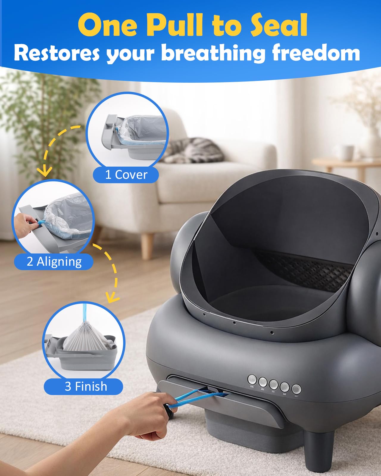 KropBom drawstring handle feature enables hygienic, touch-free disposal.