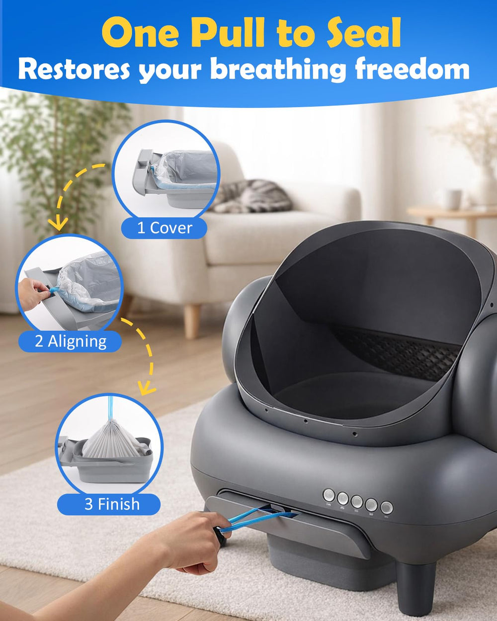 KropBom drawstring handle feature enables hygienic, touch-free disposal.