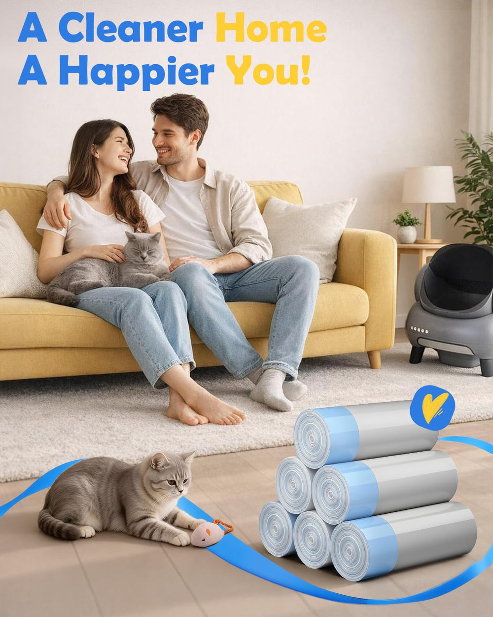 KropBom included cat toy shown beside liners adds value for pets.
