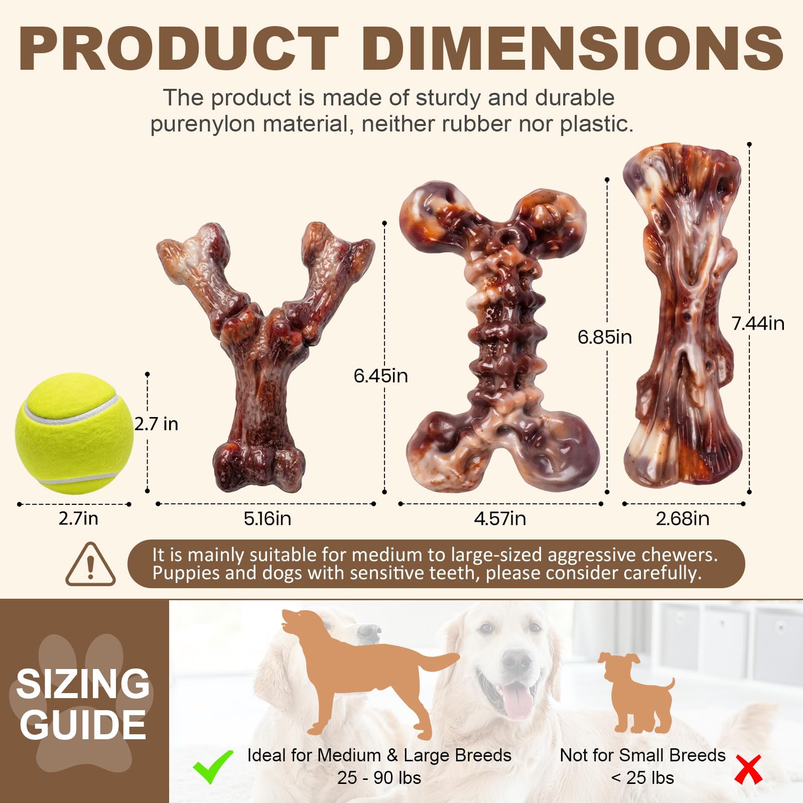 Kseroo bacon bone chew with rugged ridges, ideal for strong chewers and extended sessions