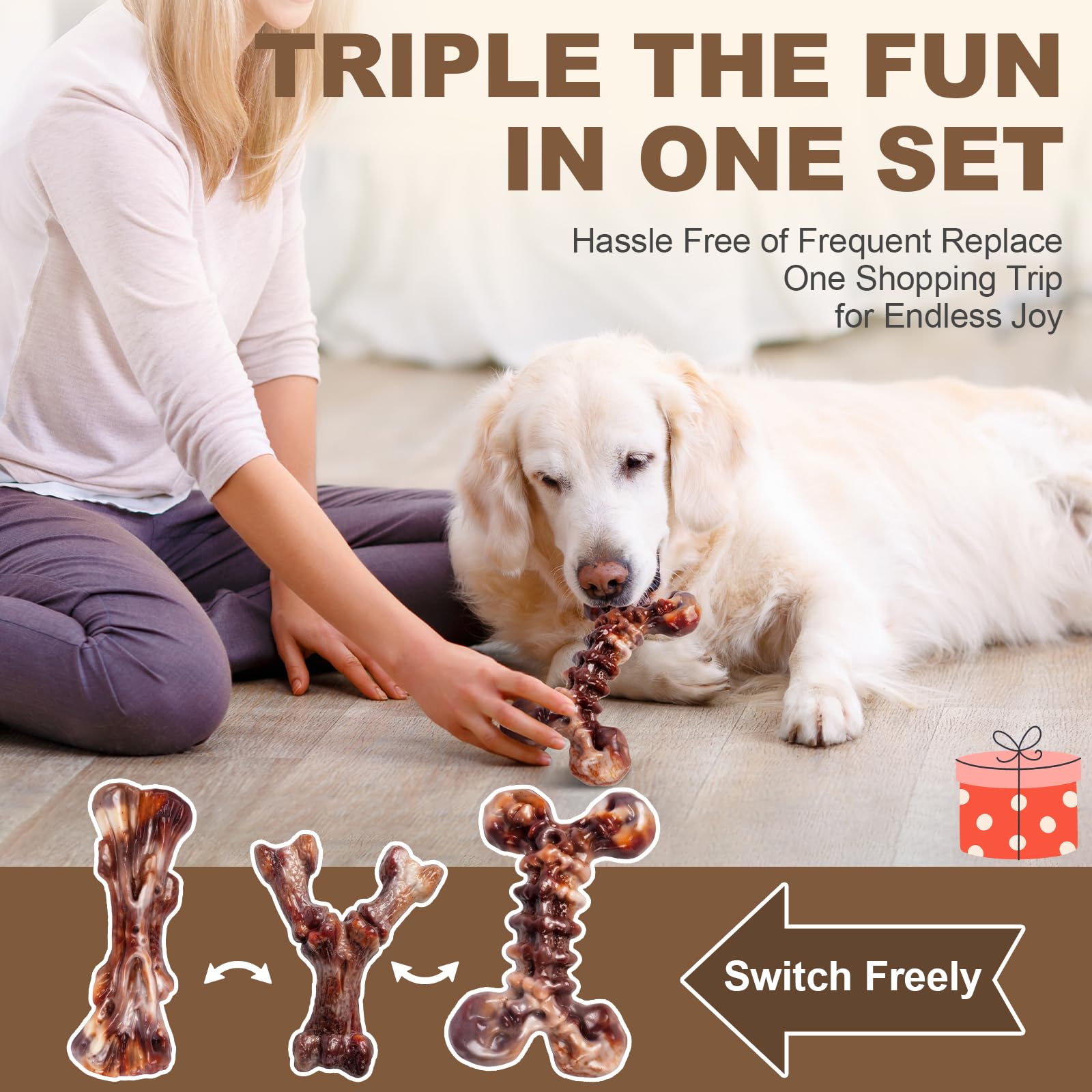 Kseroo indestructible bones help redirect destructive chewing into safe activity