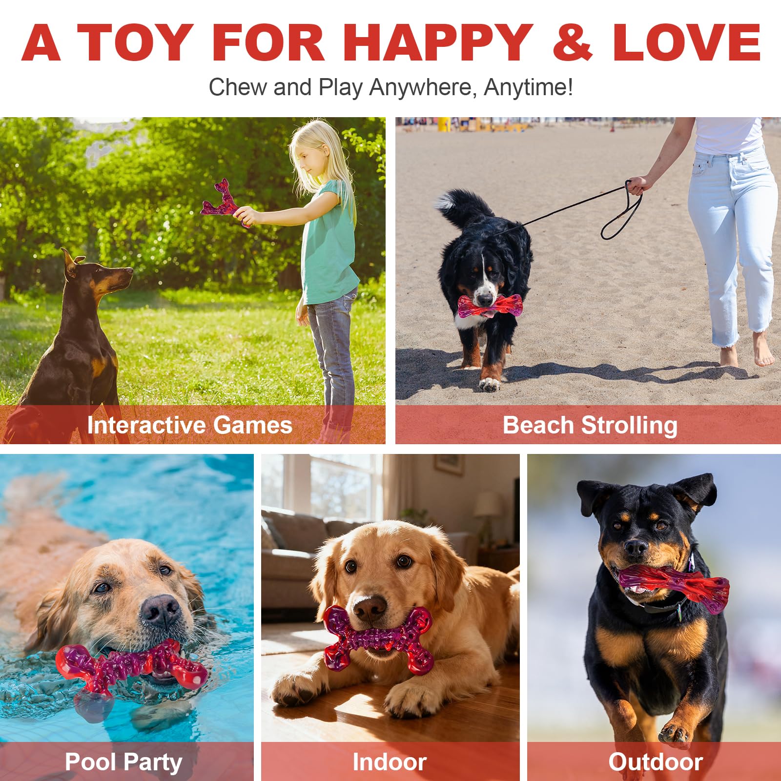 Kseroo bright red outdoor fetch toy is easy to spot in grass
