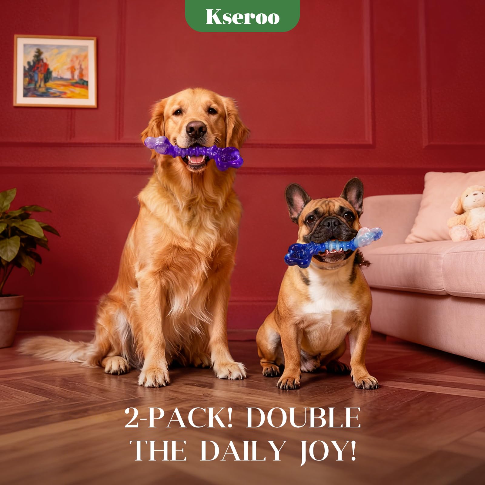 Kseroo indestructible toy textured surface enhances grip during tough chews