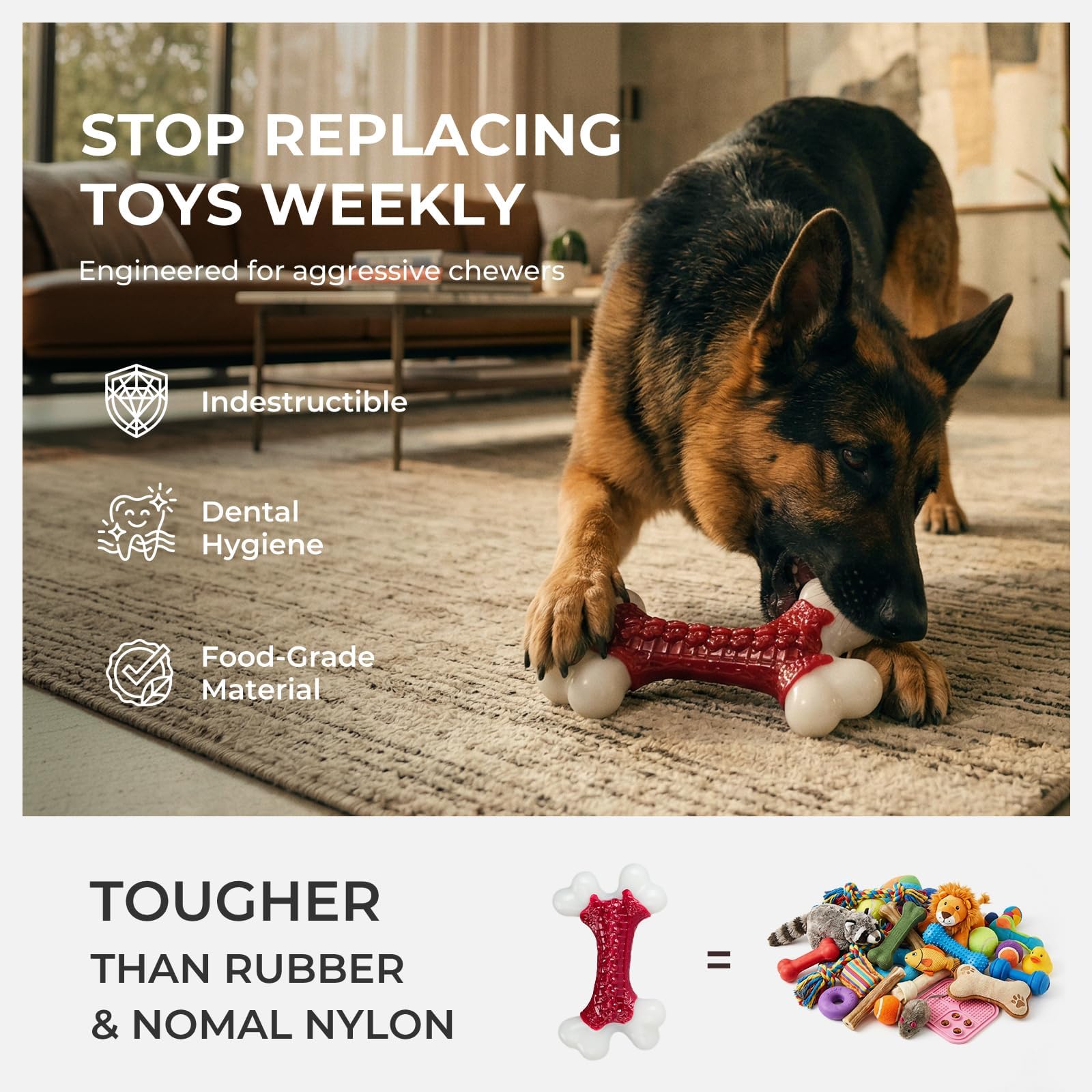 Kseroo nylon dog toy bone 8in designed for tough chewers