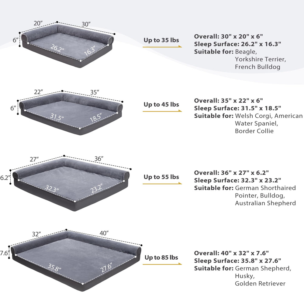KSIIA 36x27 bed fits dogs up to 55 lbs securely