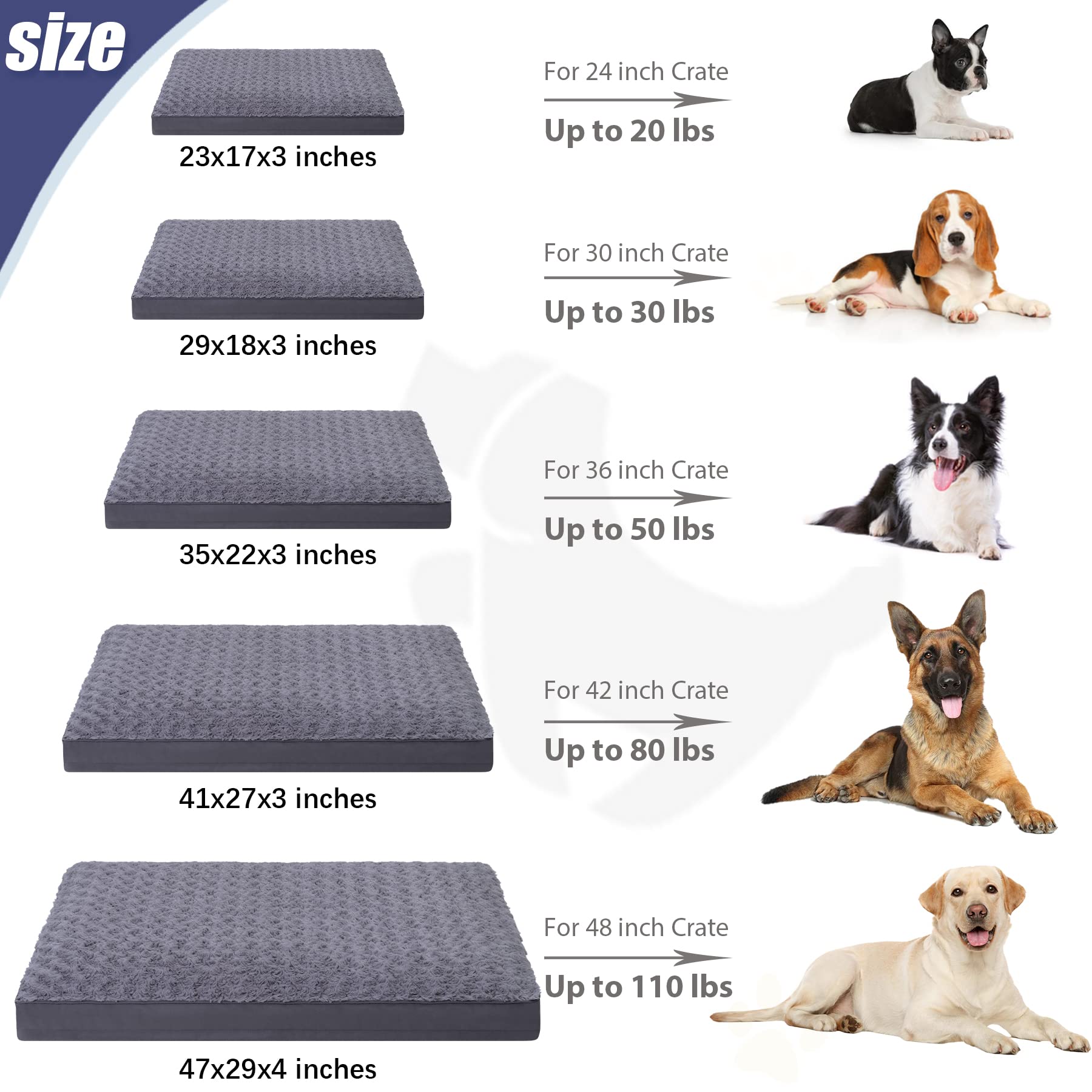 KSIIA 29x18 inch bed fits medium dogs in crates