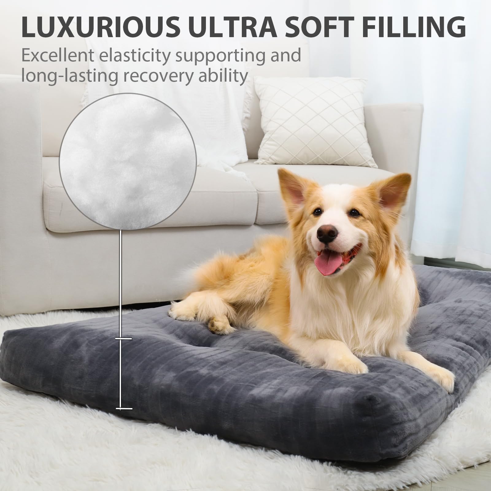 KSIIA crate bed with anti-slip bottom keeps bed in place during use.