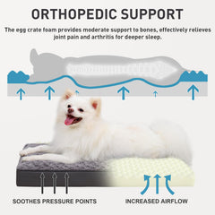 KSIIA dog crate bed-egg-crate-foam provides joint-support cushioning.