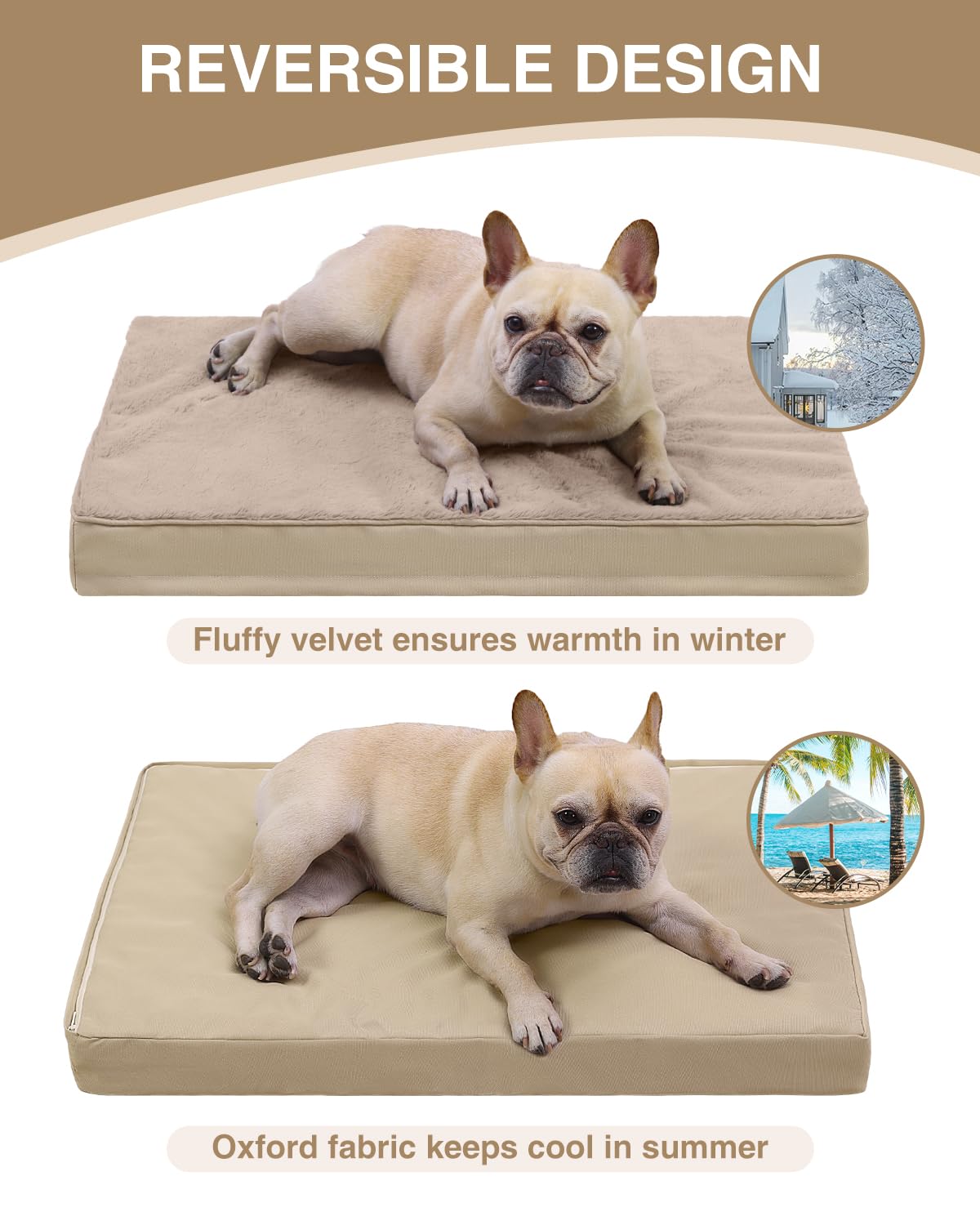 KSIIA orthopedic dog bed removable cover with durable zipper