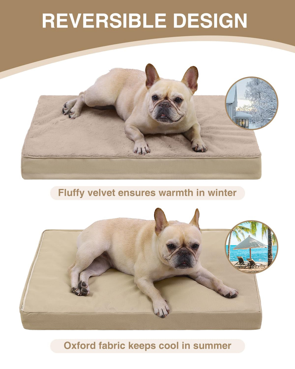 KSIIA orthopedic dog bed removable cover with durable zipper