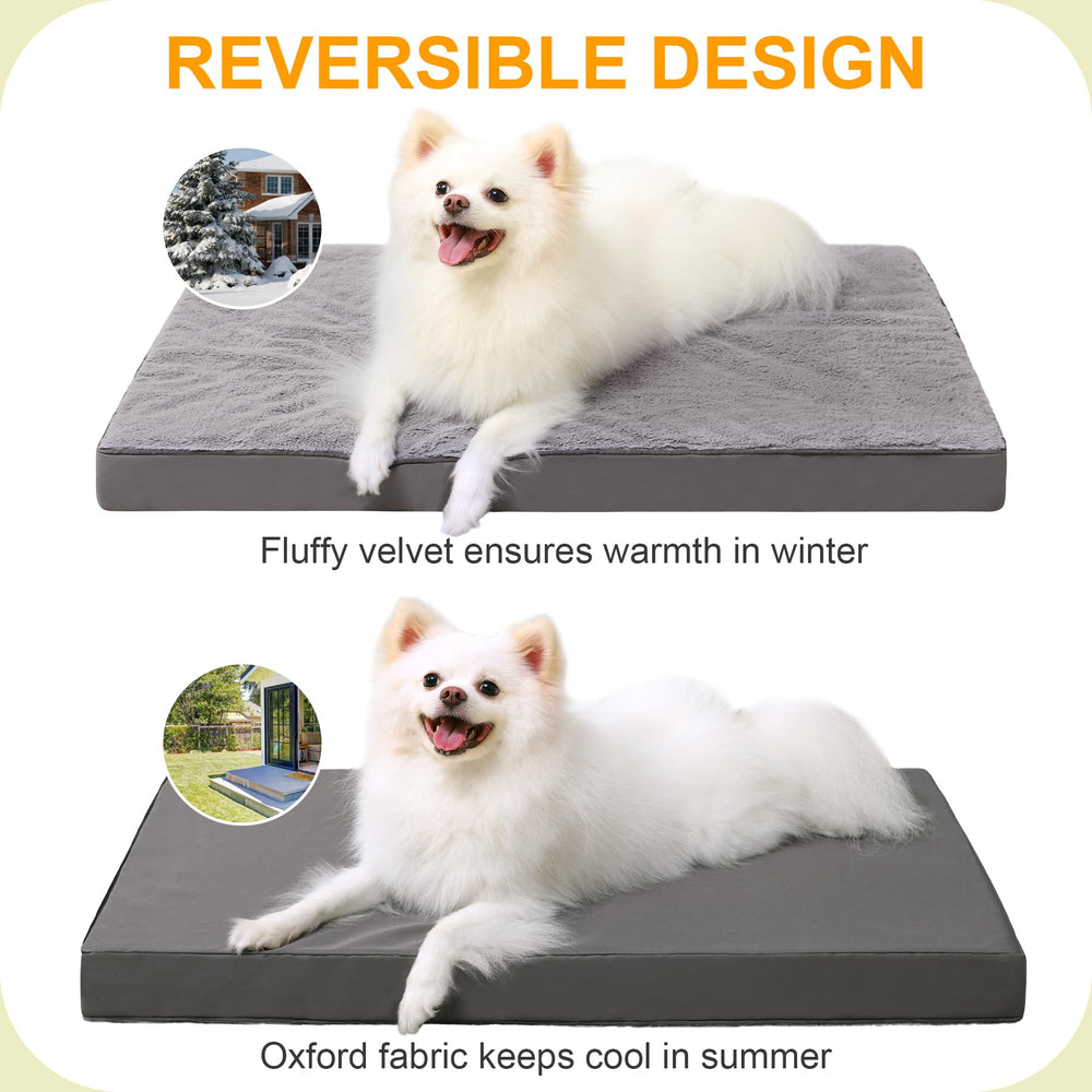 KSIIA two-sided bed with plush velvet and Oxford fabric for warmth and coolness.