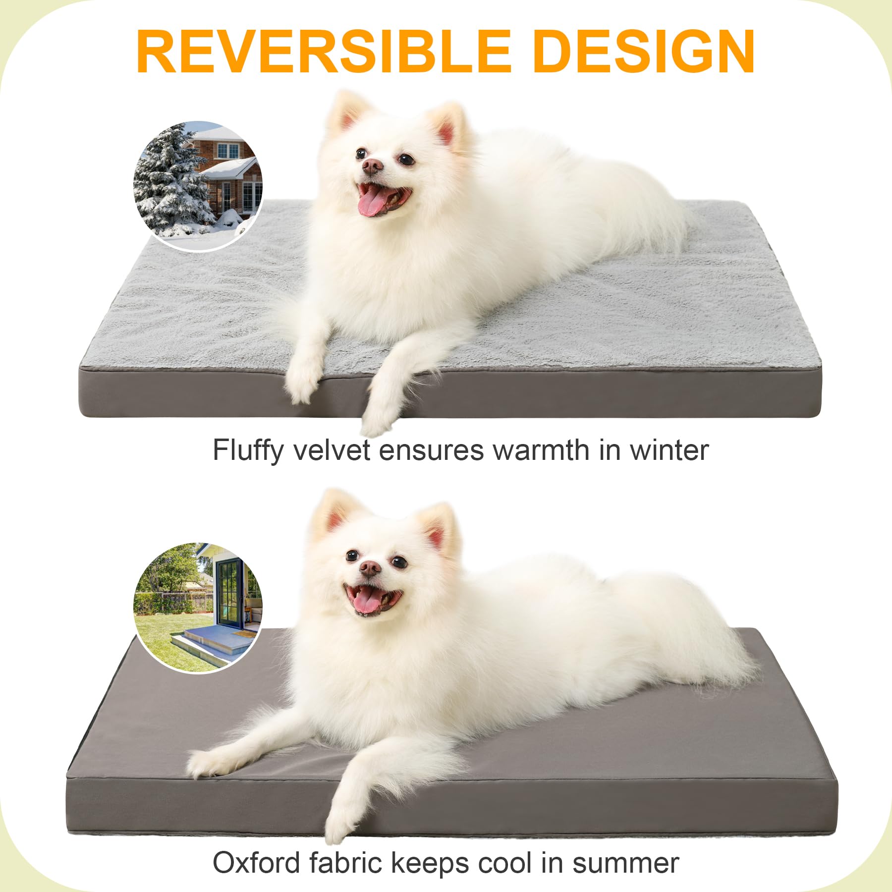 KSIIA two-sided design offers warm plush and cool Oxford fabric.