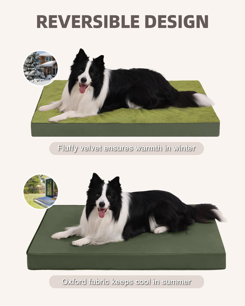 KSIIA two-sided design offers plush warmth and cool Oxford fabric.