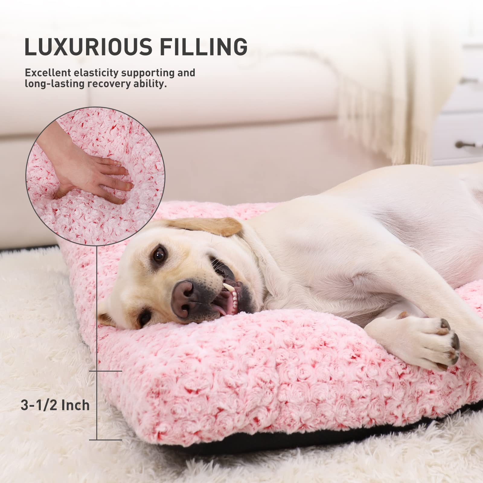 KSIIA deluxe plush bed anti-slip bottom keeps crate bed stable